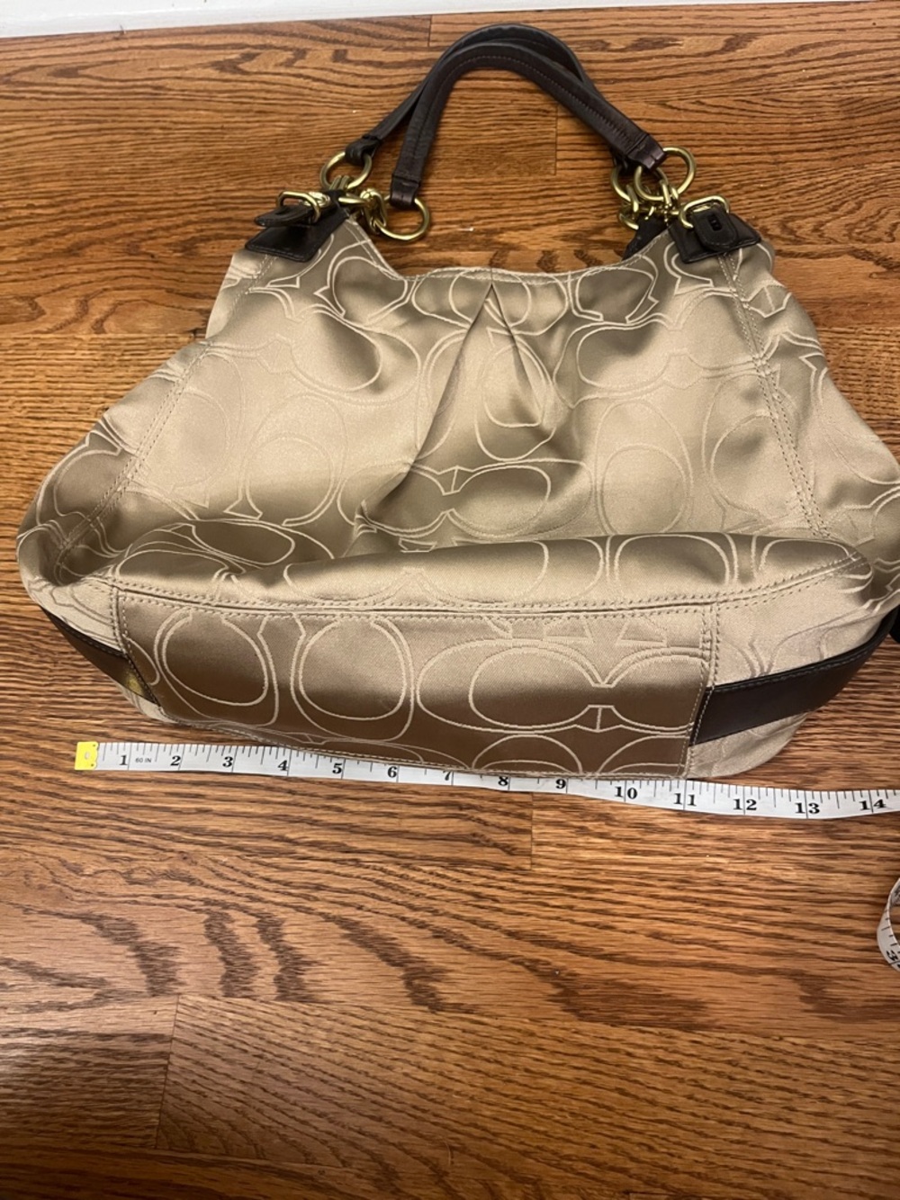 Coach Signature Beige and Brown Hobo Shoulder Bag 16153 - Picture 11 of 16